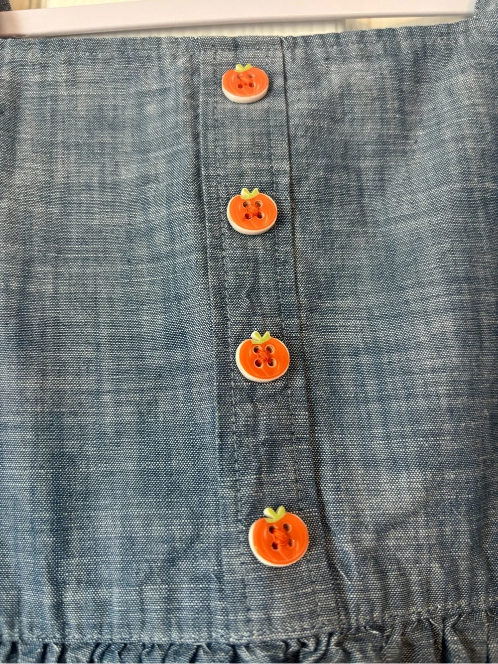 Vintage Gymboree Girls' New with Tags Chambray Pumpkin Appliqué Dress - Blue